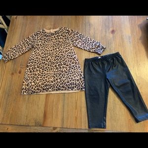 Girl’s 6-12 M GAP Leopard Dress & Leather Leggings